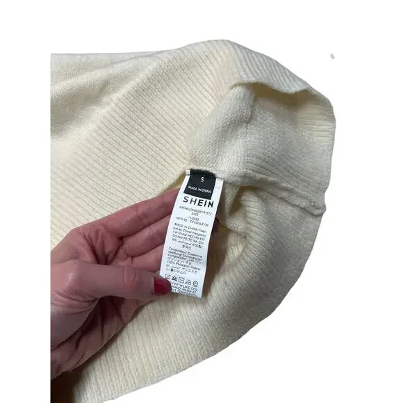 Black & White Nordic Geometric Knit Sweater | Shein | Cabin Core | Size S NWOT - Picture 6 of 6